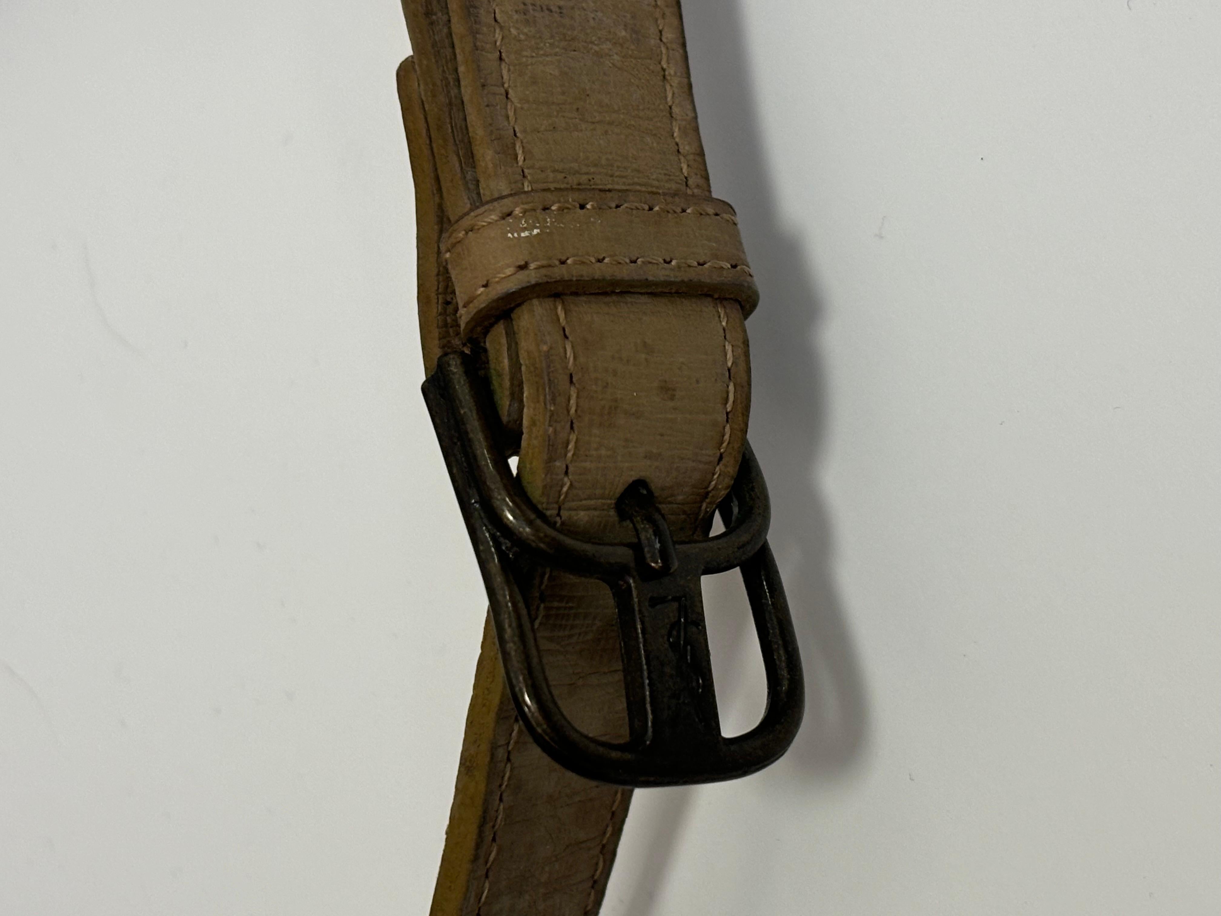 1980s Yves Saint Laurent Tan Spotted Pattern Crossbody Bag 1