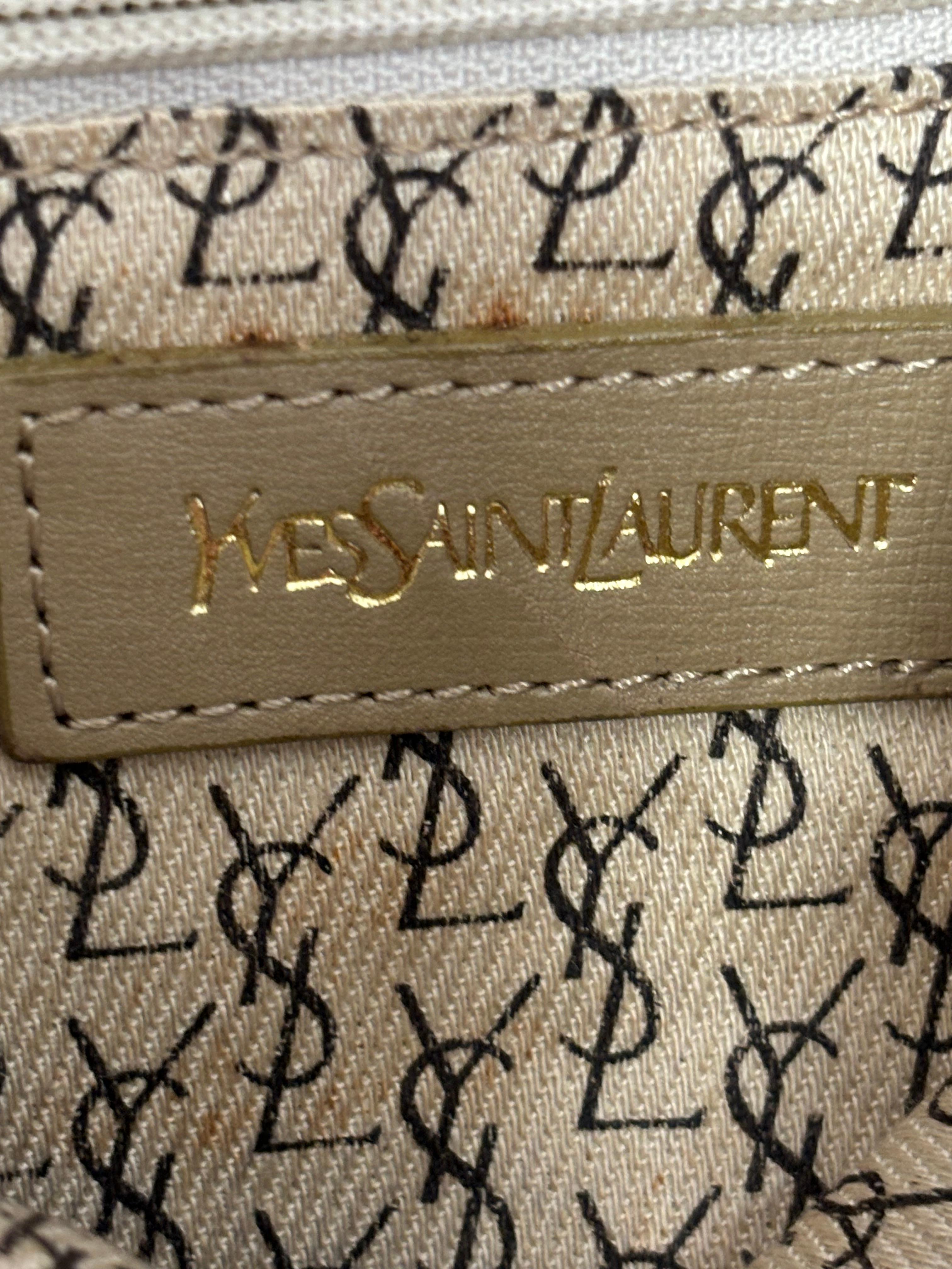 1980s Yves Saint Laurent Tan Spotted Pattern Crossbody Bag 3