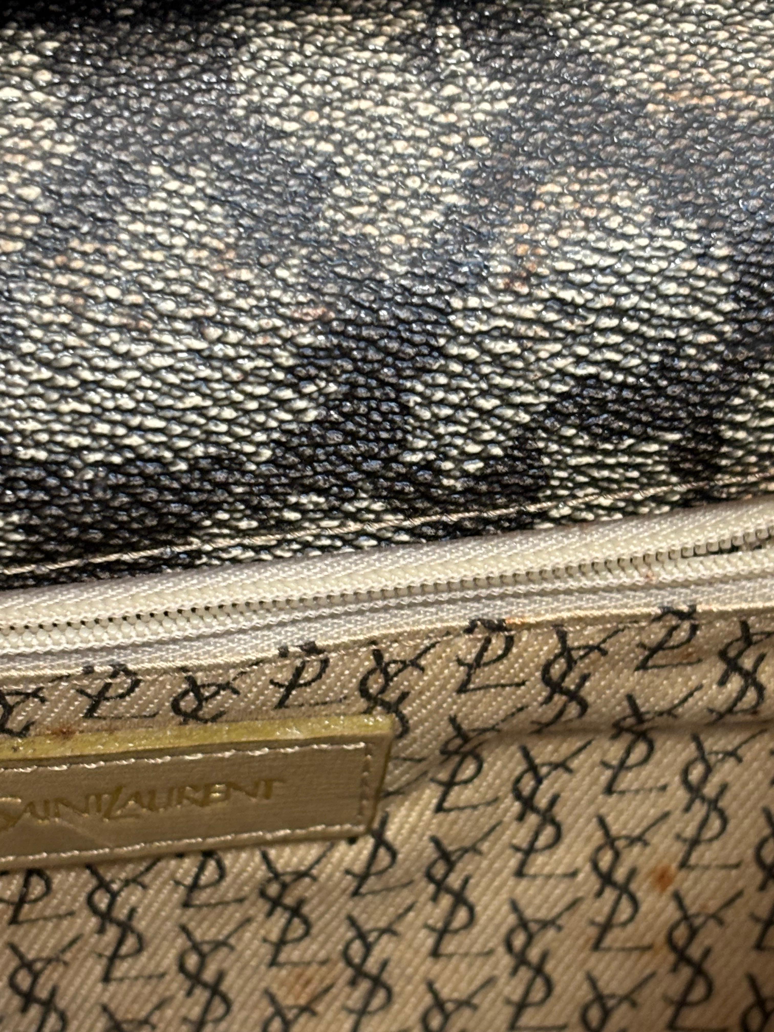1980s Yves Saint Laurent Tan Spotted Pattern Crossbody Bag 4