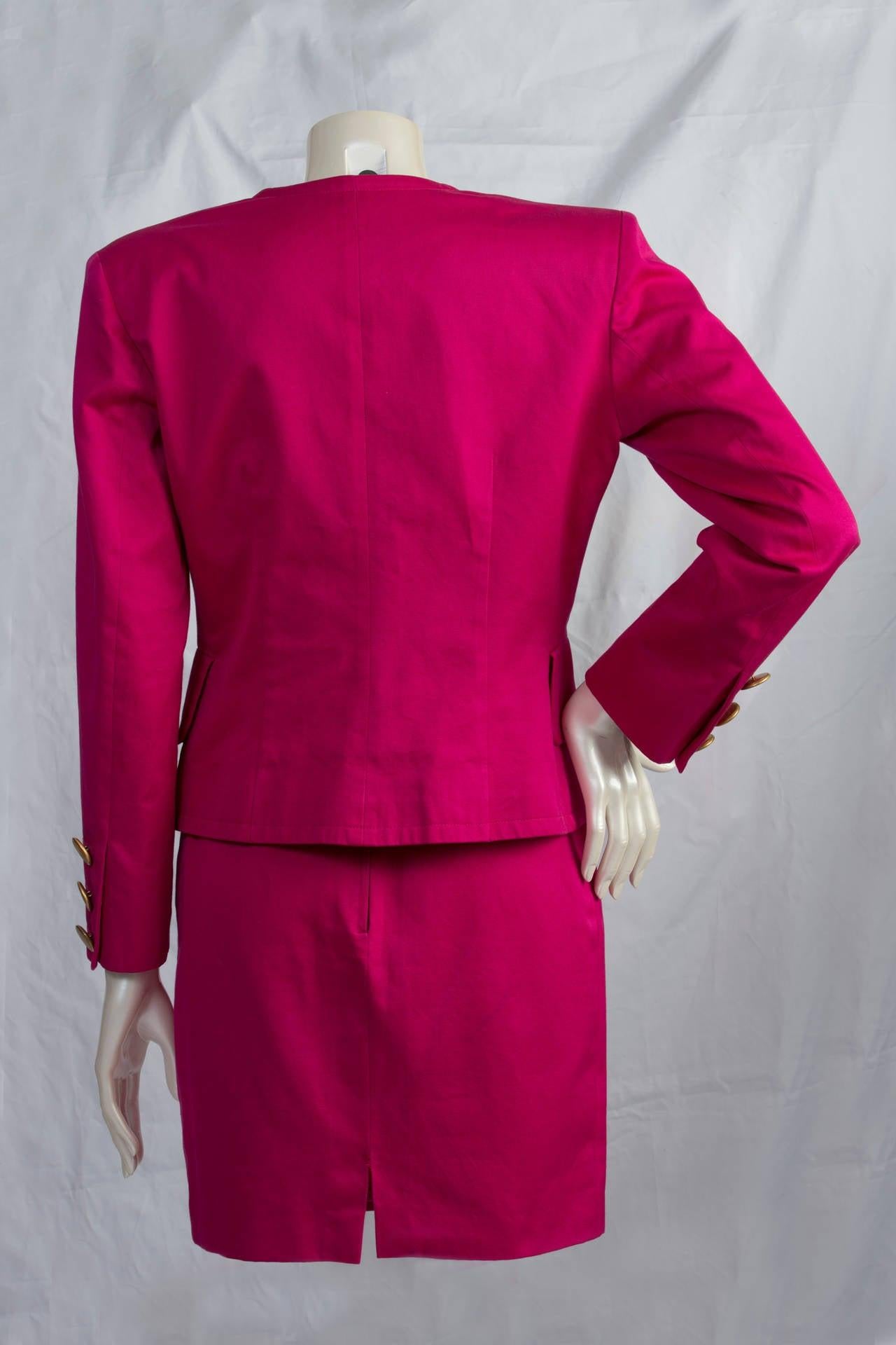 Women's 1980s Yves Saint Laurent variation fucsia suit