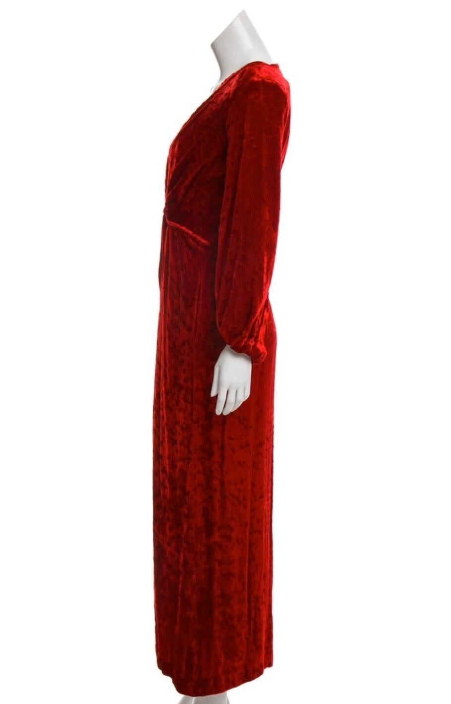 Red 1980s Yves Saint Laurent Velvet Evening Gown
