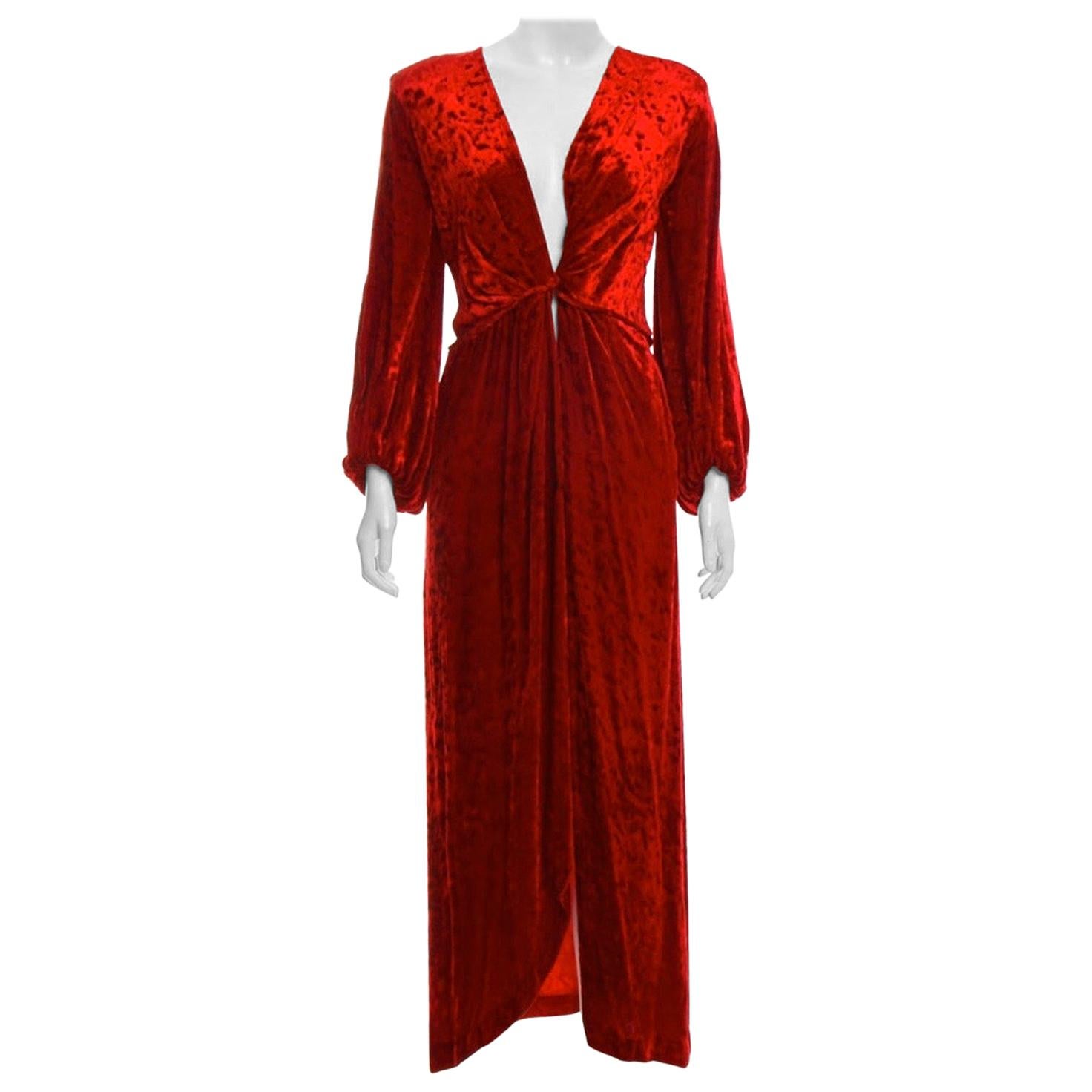 1980s Yves Saint Laurent Velvet Evening Gown