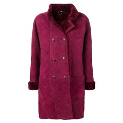 1980s Yves Saint Laurent Vintage Bordeaux Sheepskin Coat