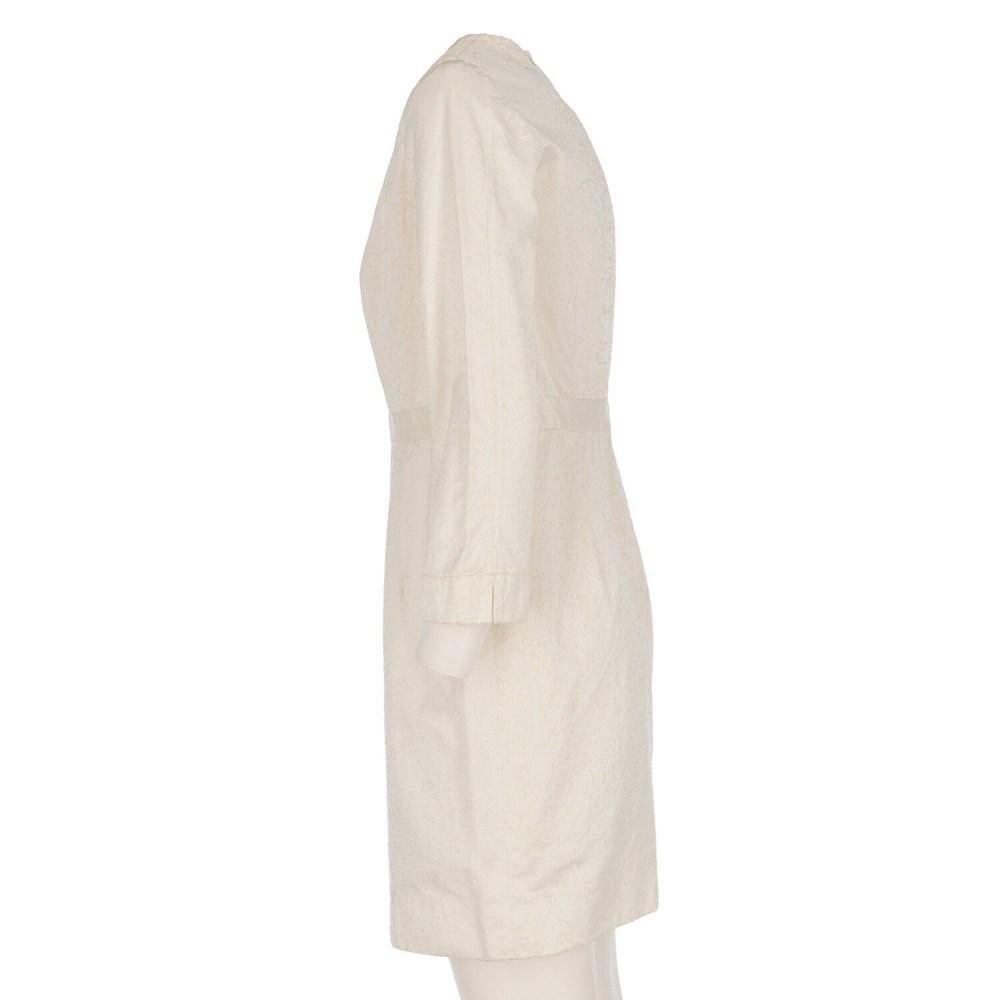 White 1980s Yves Saint Laurent white blend cotton knee-length dress