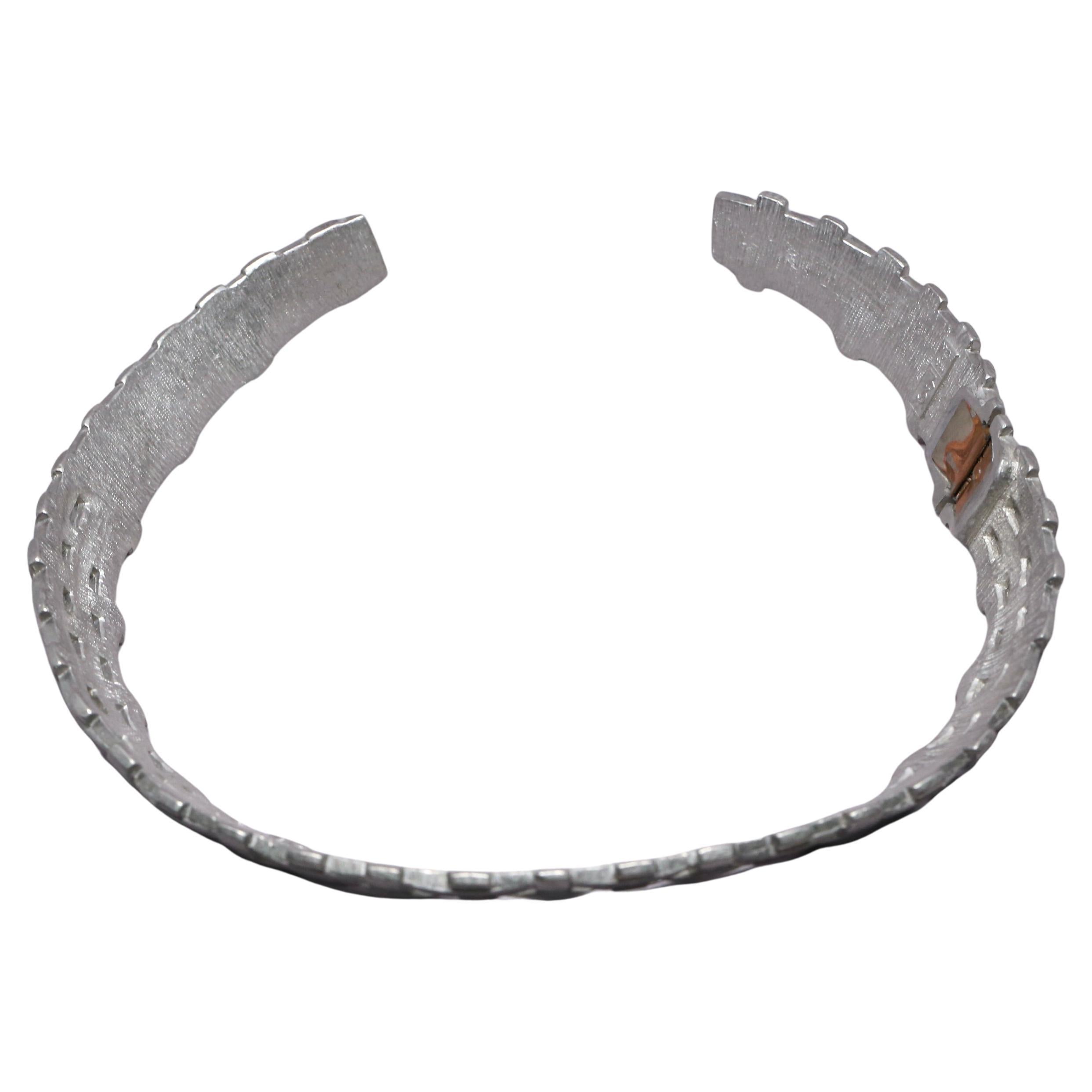 1980's YVES SAINT LAURENT 'woven' silver toned collar necklace with hinge For Sale 2