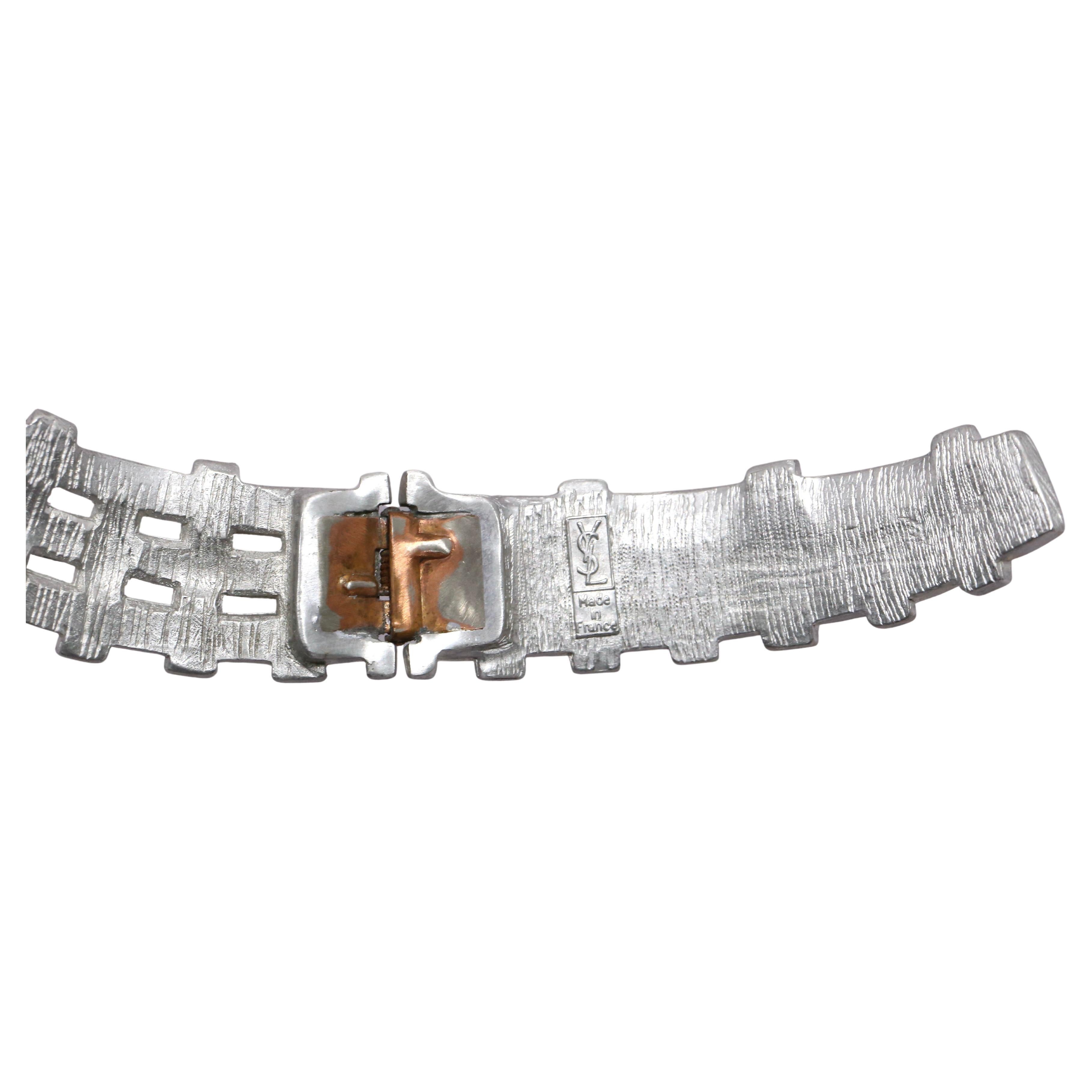 1980's YVES SAINT LAURENT 'woven' silver toned collar necklace with hinge For Sale 3