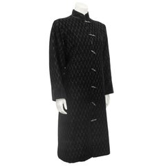 1980s Yves Saint Laurent/YSL Black Quilted Velvet Coat