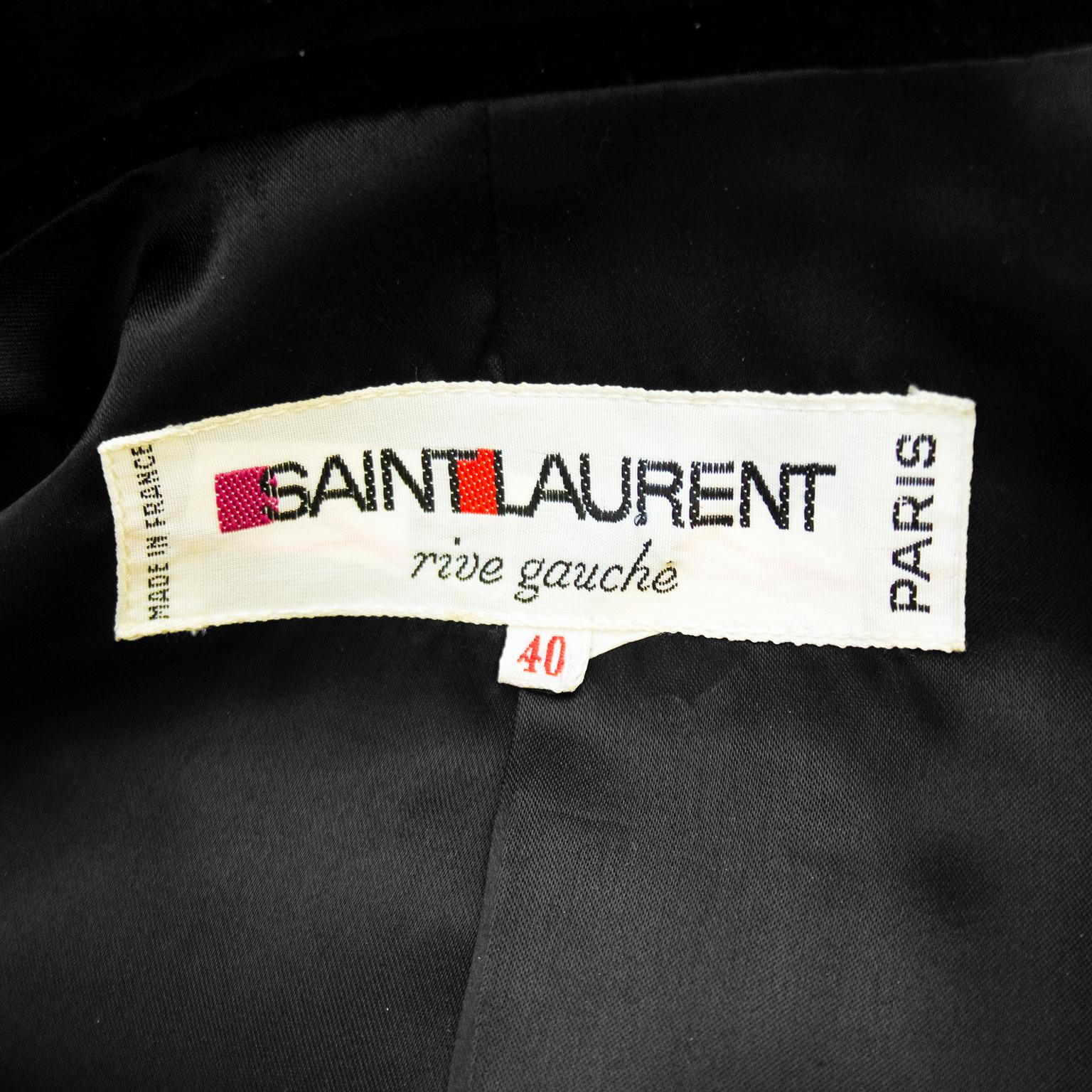 1980s Yves Saint Laurent/YSL Black Quilted Velvet Coat For Sale 1