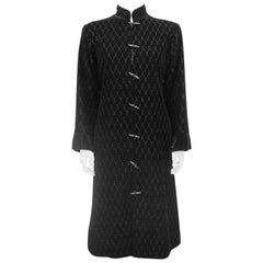 1980s Yves Saint Laurent/YSL Black Quilted Velvet Coat