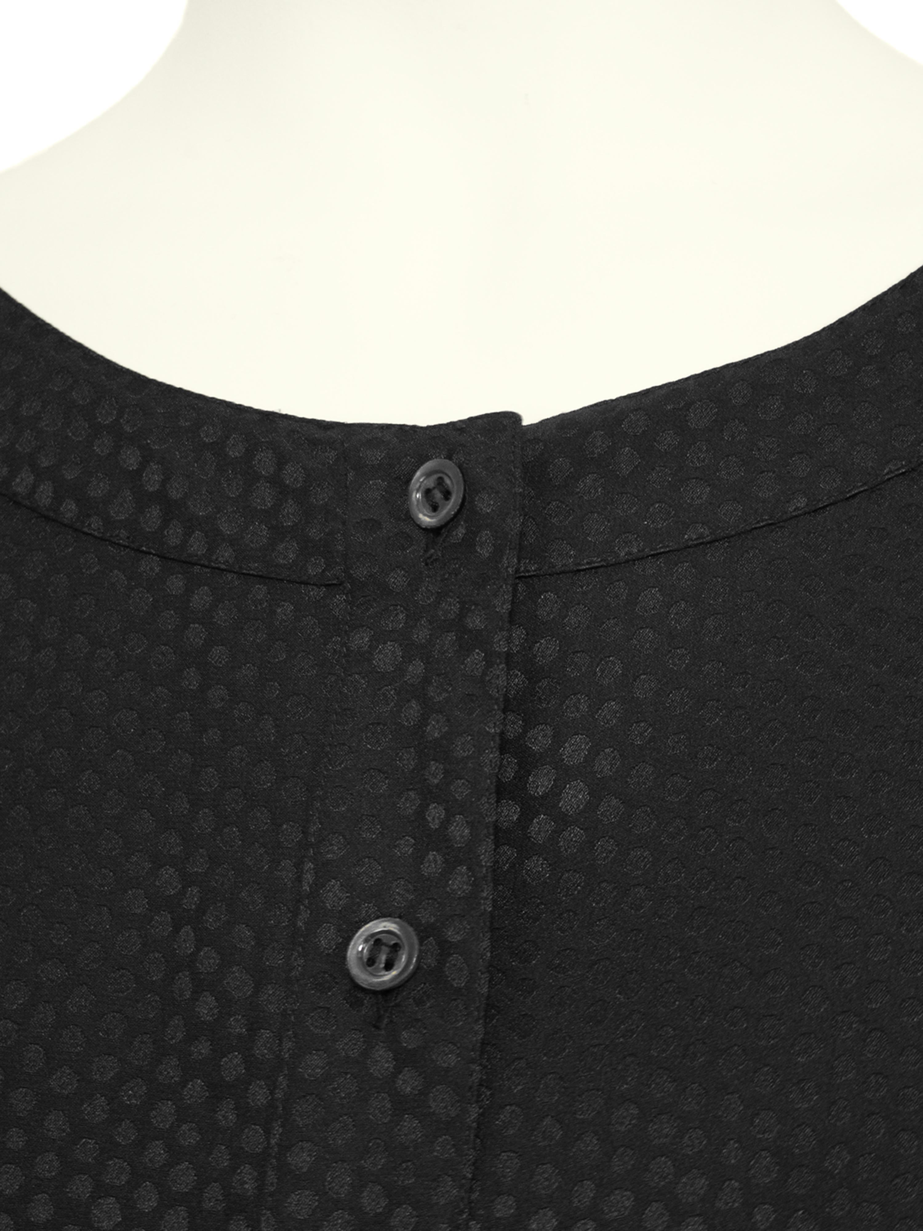 1980s Yves Saint Laurent/YSL Black Silk Jacquard Polka Dot Blouse For Sale 1