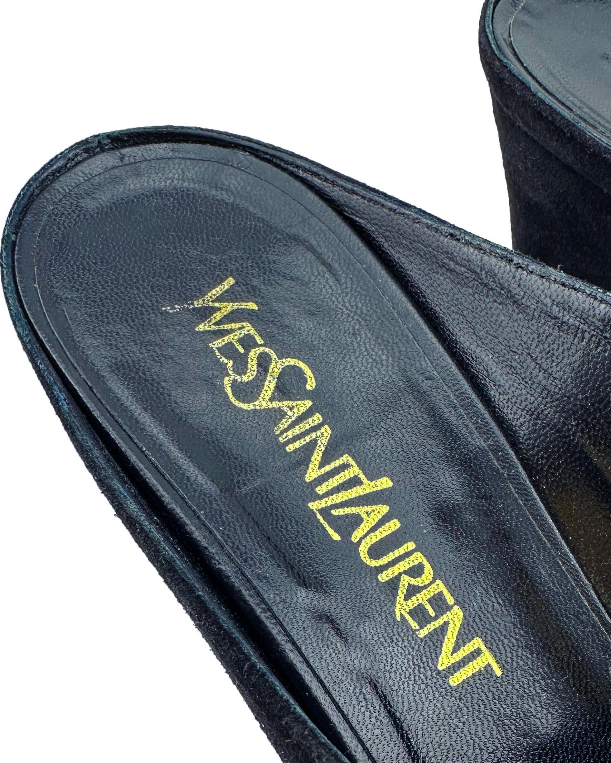 1980s Yves Saint Laurent/YSL Black Suede Mules For Sale 1