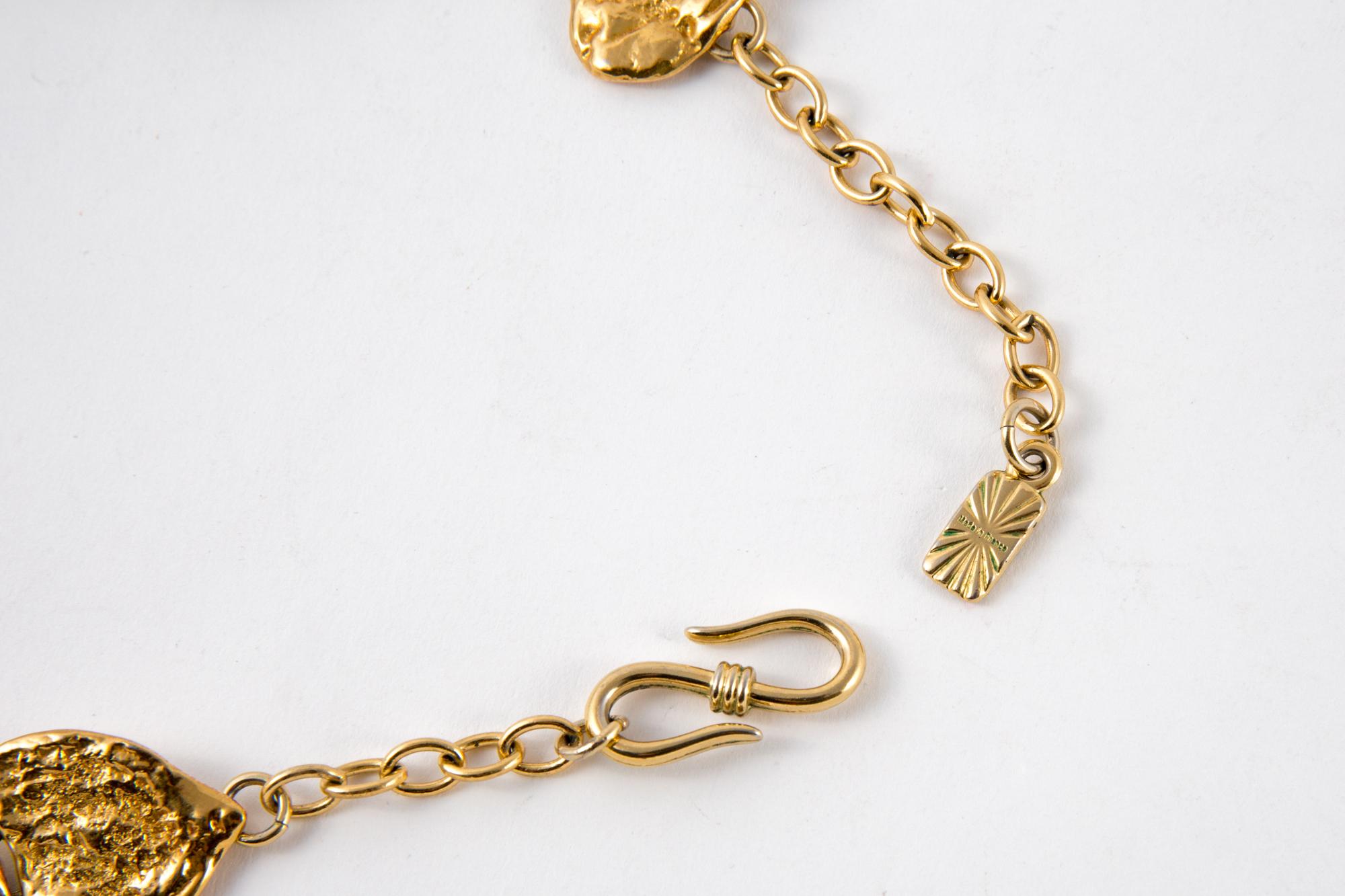 Women's  1980s Yves Saint Laurent YSL Gold Tone Hearts Necklace   