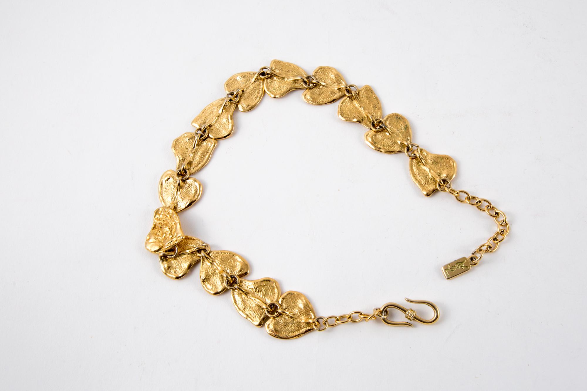  1980s Yves Saint Laurent YSL Gold Tone Hearts Necklace    2