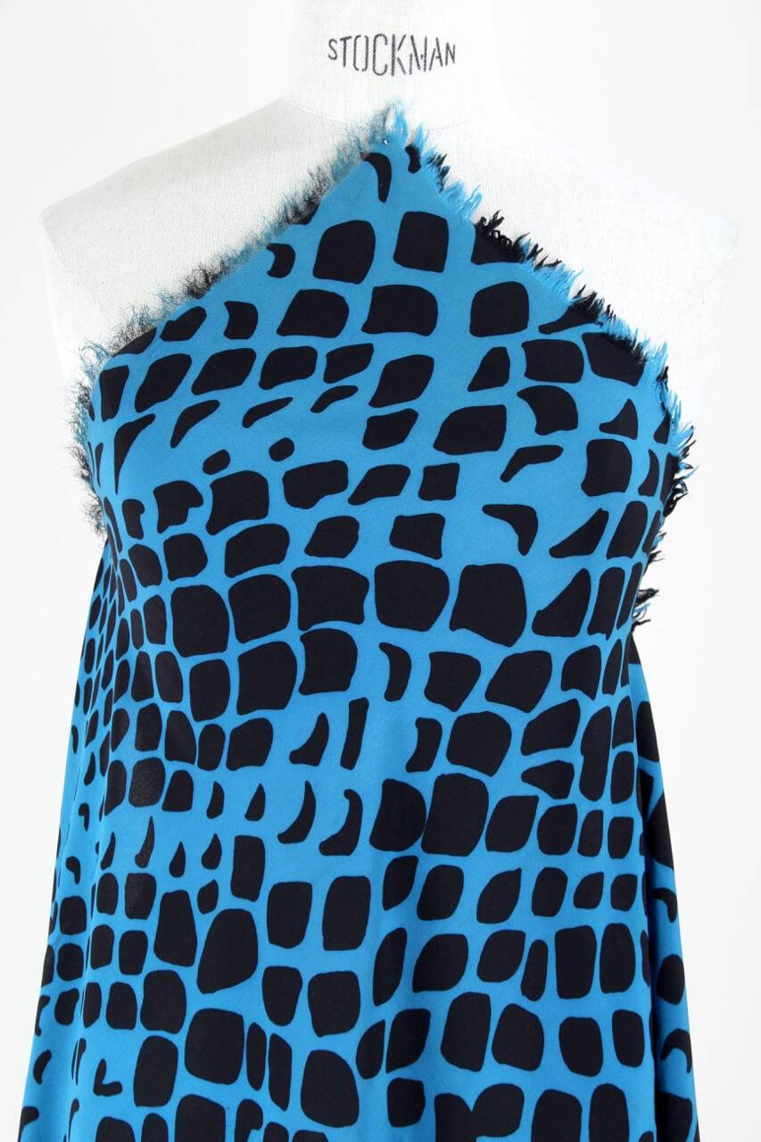 Yves Saint Laurent YSL Large Spotted Blue Brown Curry Silk Scarf / Wrap, 1980s  für Damen oder Herren