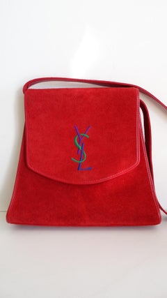 1980s Yves Saint Laurent "YSL" Red Suede Bag