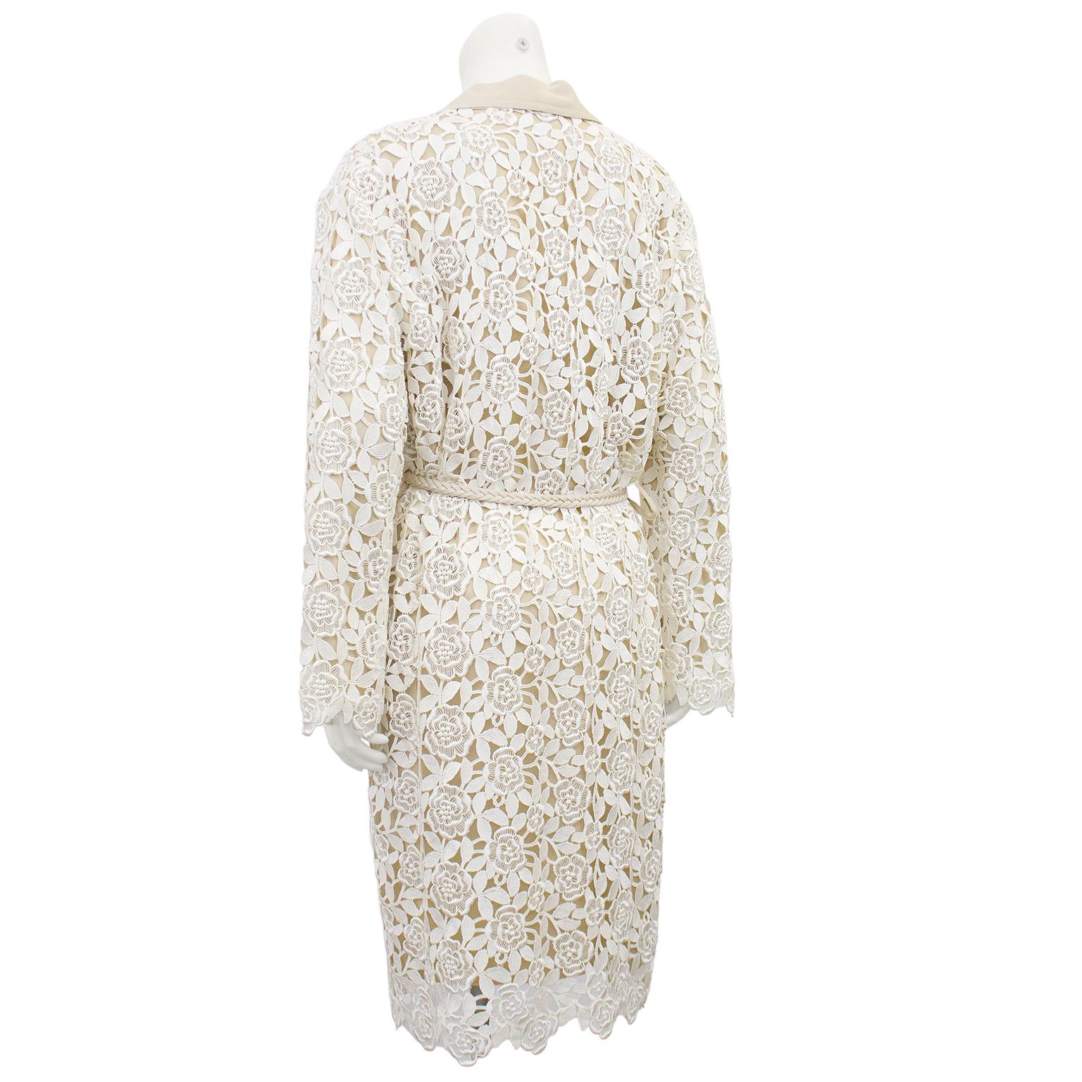 1980's Yves Saint Laurent/YSL Rive Gauche Cream and Beige Guipoire Lace Coat In Good Condition In Toronto, Ontario
