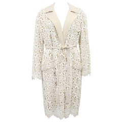 1980's Yves Saint Laurent/YSL Rive Gauche Cream and Beige Guipoire Lace Coat