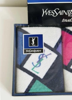 1980er Jahre Yves Saint Laurent YSL Handtücher Uchino Set Paar mit Original-Box