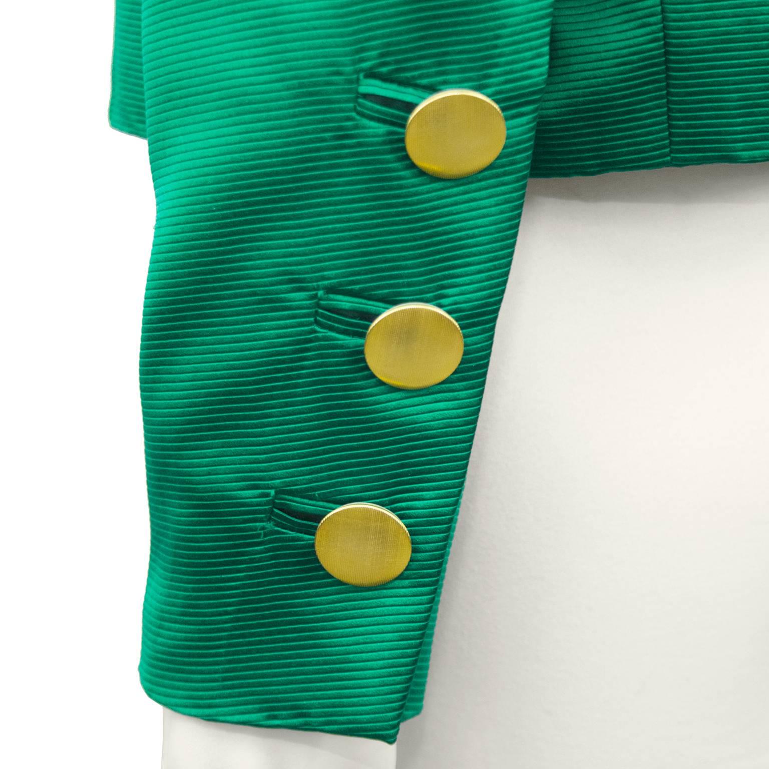 Yves Saint Laurent YSL Emerald Green Jacket, 1980s   In Excellent Condition For Sale In Toronto, Ontario