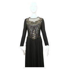 1980's ZANDRA RHODES hand painted and beaded black dress