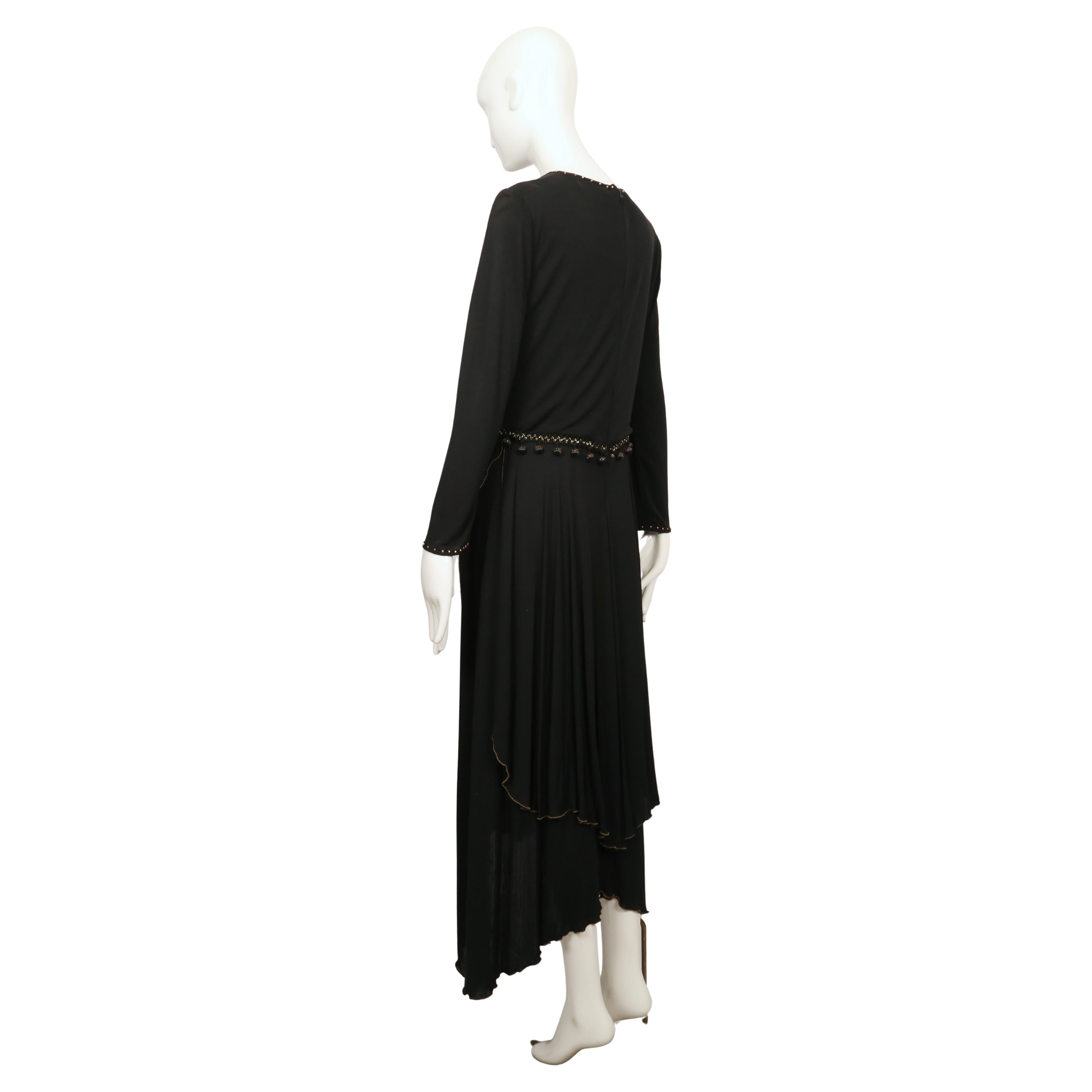 Robe noire peinte à la main et perlée de ZANDRA RHODES des années 1980 en vente 4