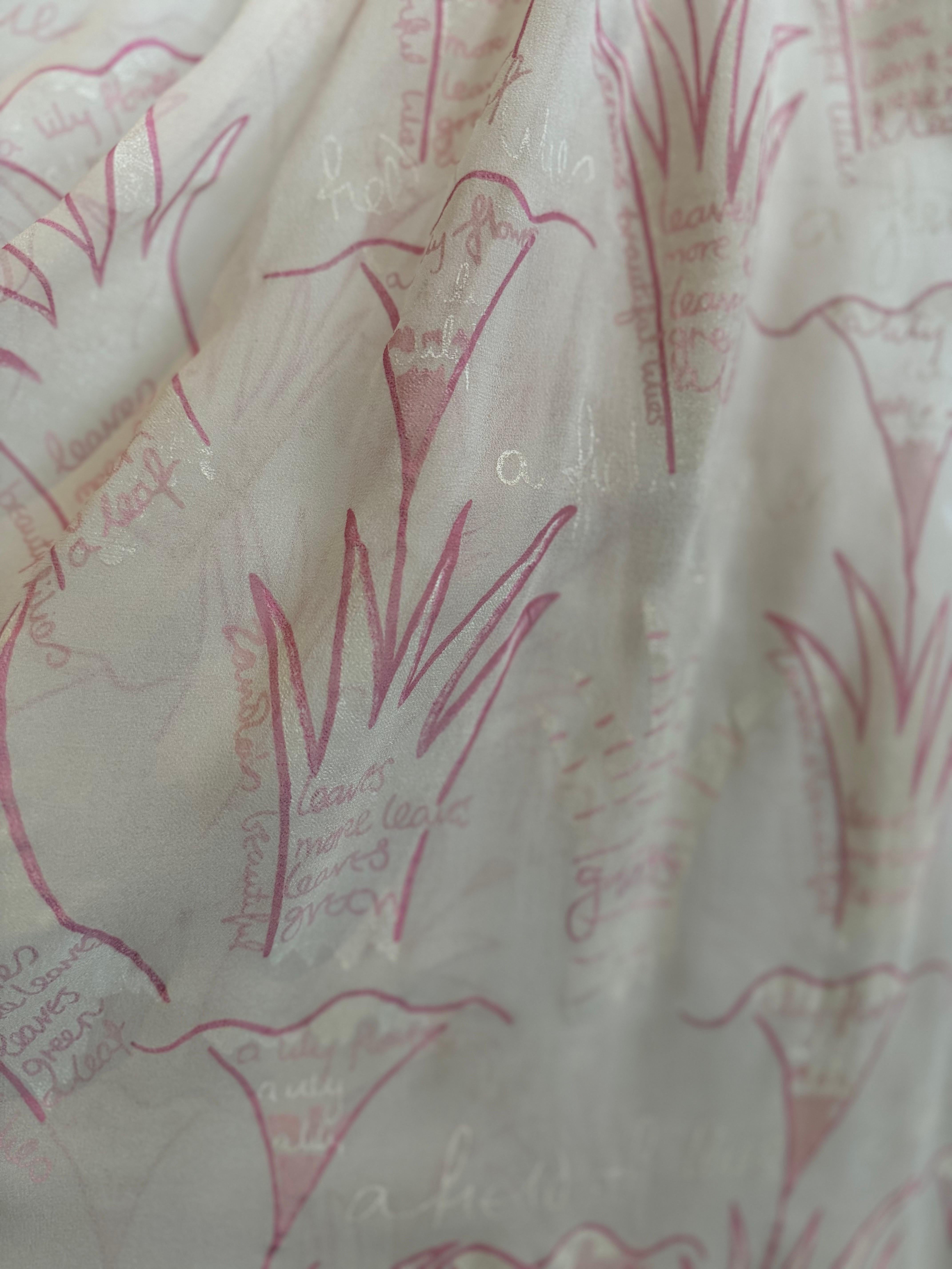 1980s Zandra Rhodes Handpainted Chiffon Dress In Fair Condition For Sale In Miami, FL