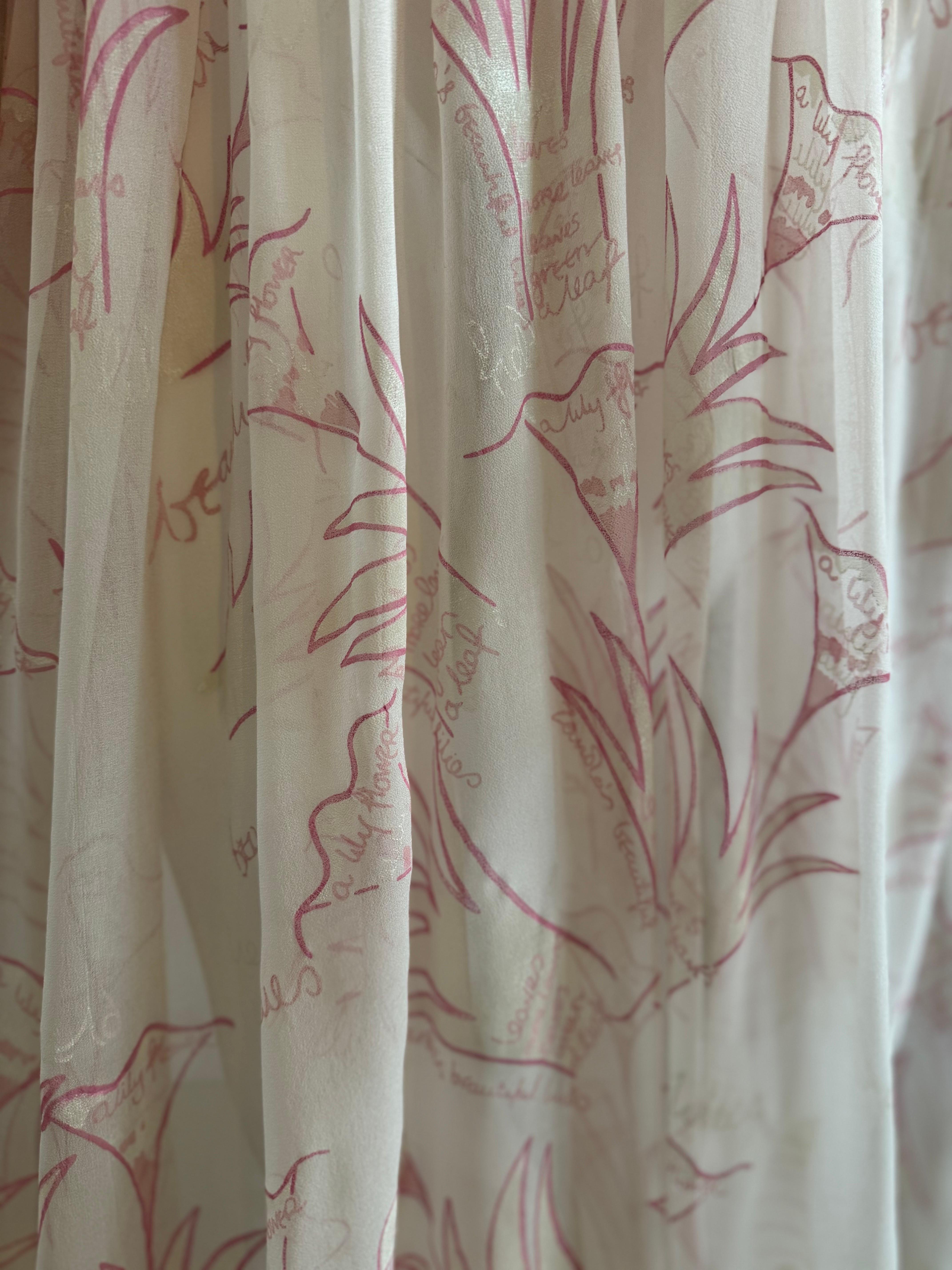 Women's 1980s Zandra Rhodes Handpainted Chiffon Dress For Sale