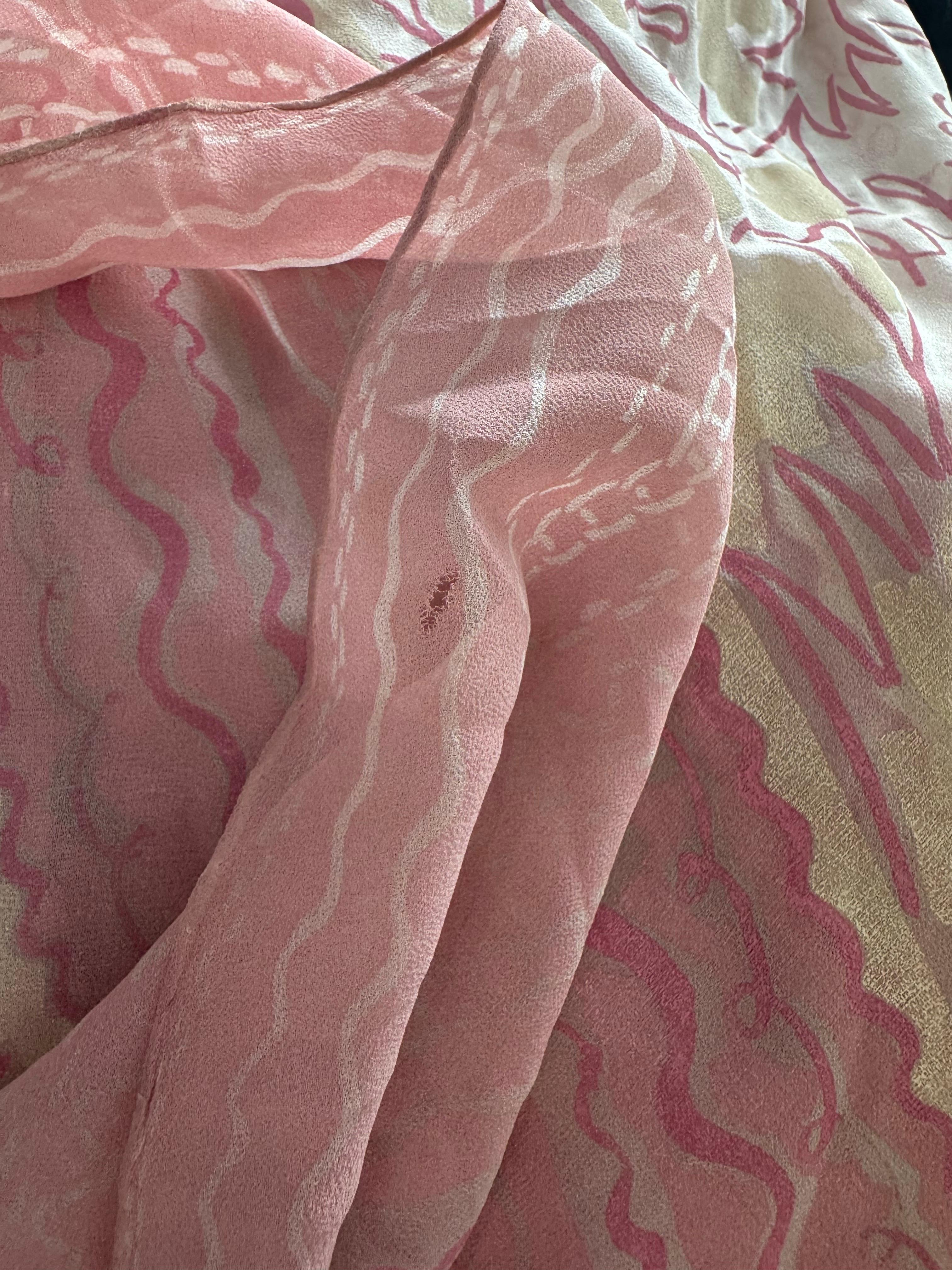 1980s Zandra Rhodes Handpainted Chiffon Dress For Sale 2