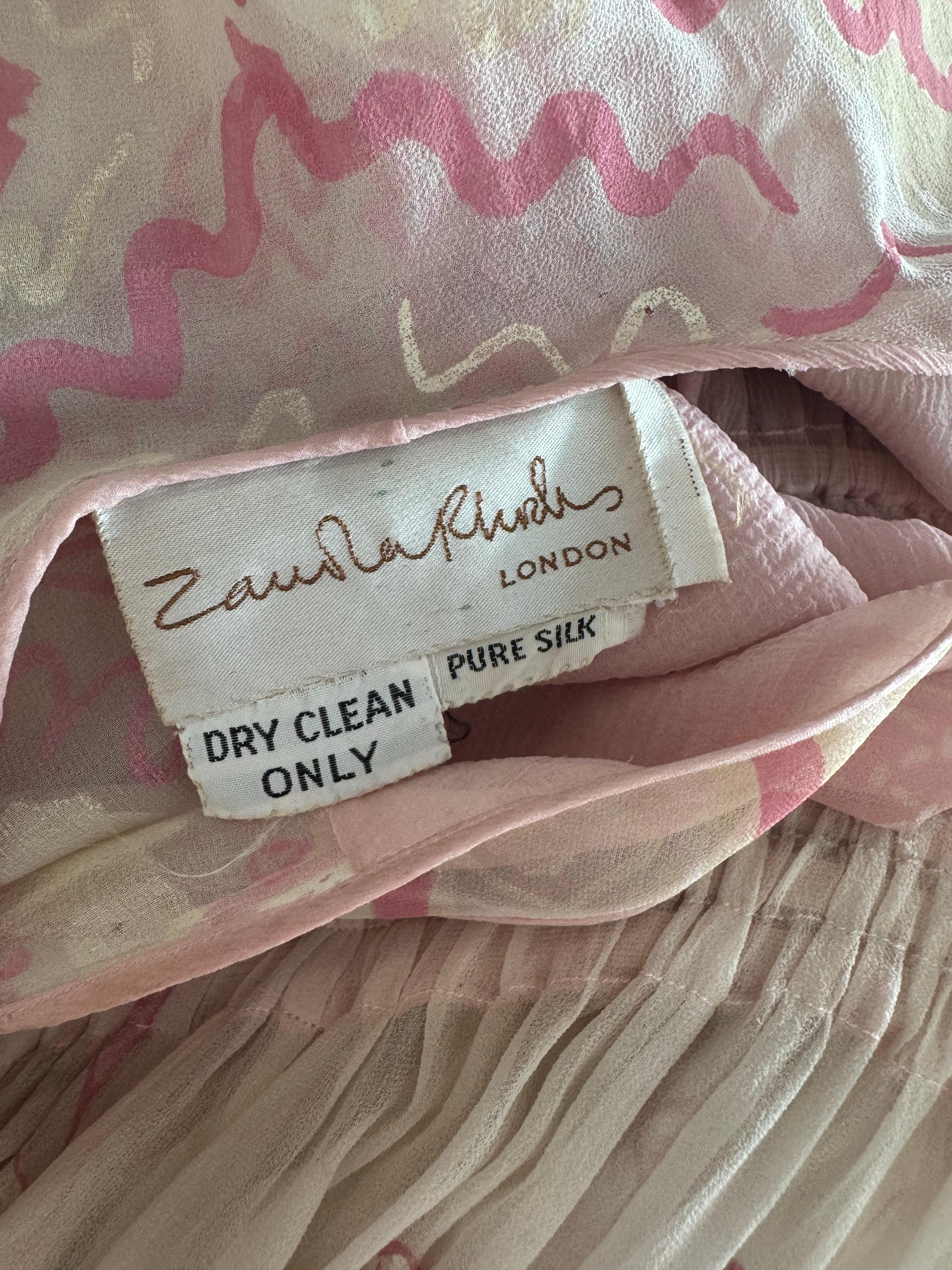 1980s Zandra Rhodes Handpainted Chiffon Dress For Sale 3