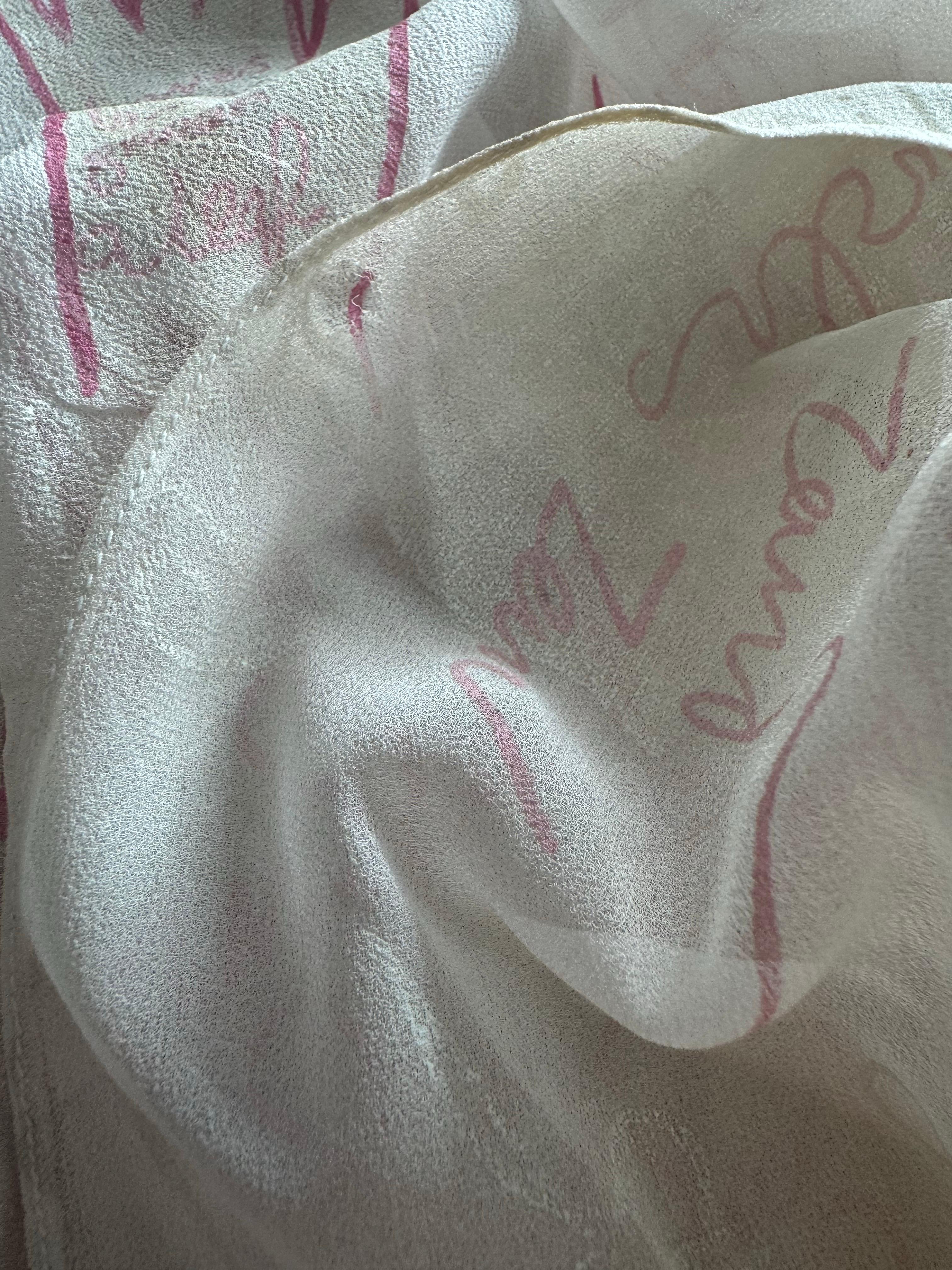 1980er Zandra Rhodes Handbemaltes Chiffonkleid im Angebot 4