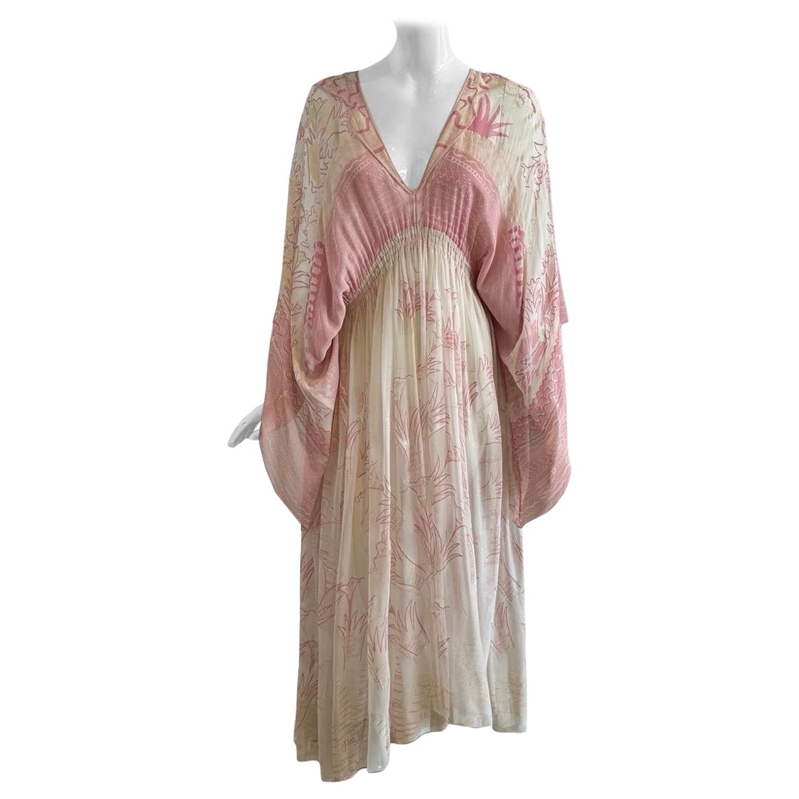 1980s Zandra Rhodes Handpainted Chiffon Dress