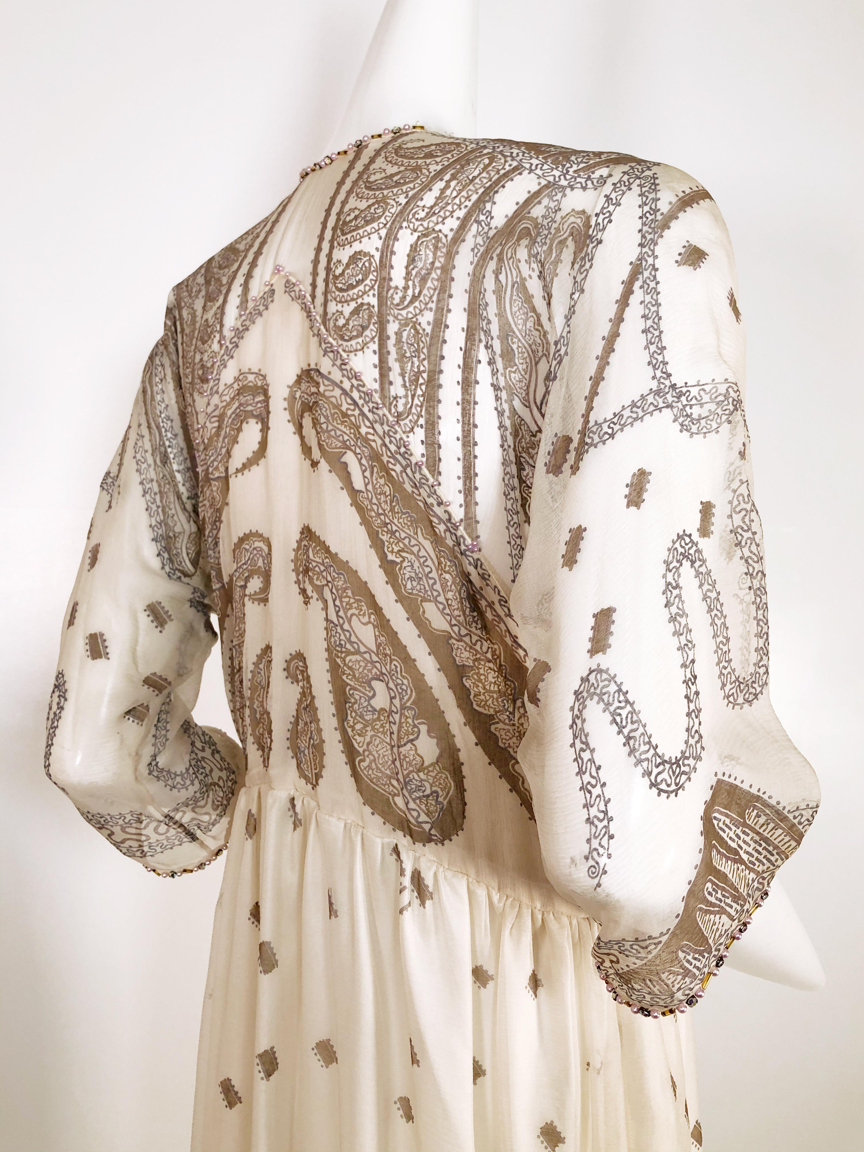 1980s Zandra Rhodes Ivory Silk Chiffon 