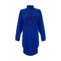 1980’s Zandra Rhodes Oversized Blue Silk Print & Embellished Shirt