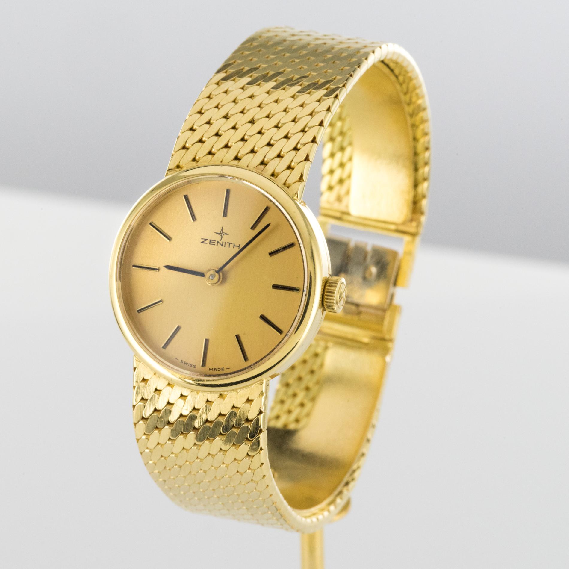 1980s Zenith 18 Karat Gold Ladies Mechanical Wristwatch 4