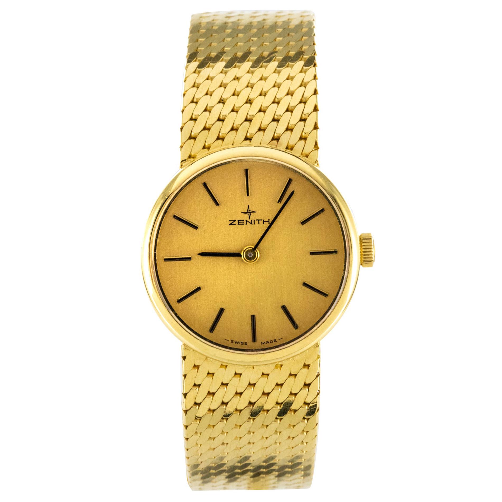 1980s Zenith 18 Karat Gold Ladies Mechanical Wristwatch