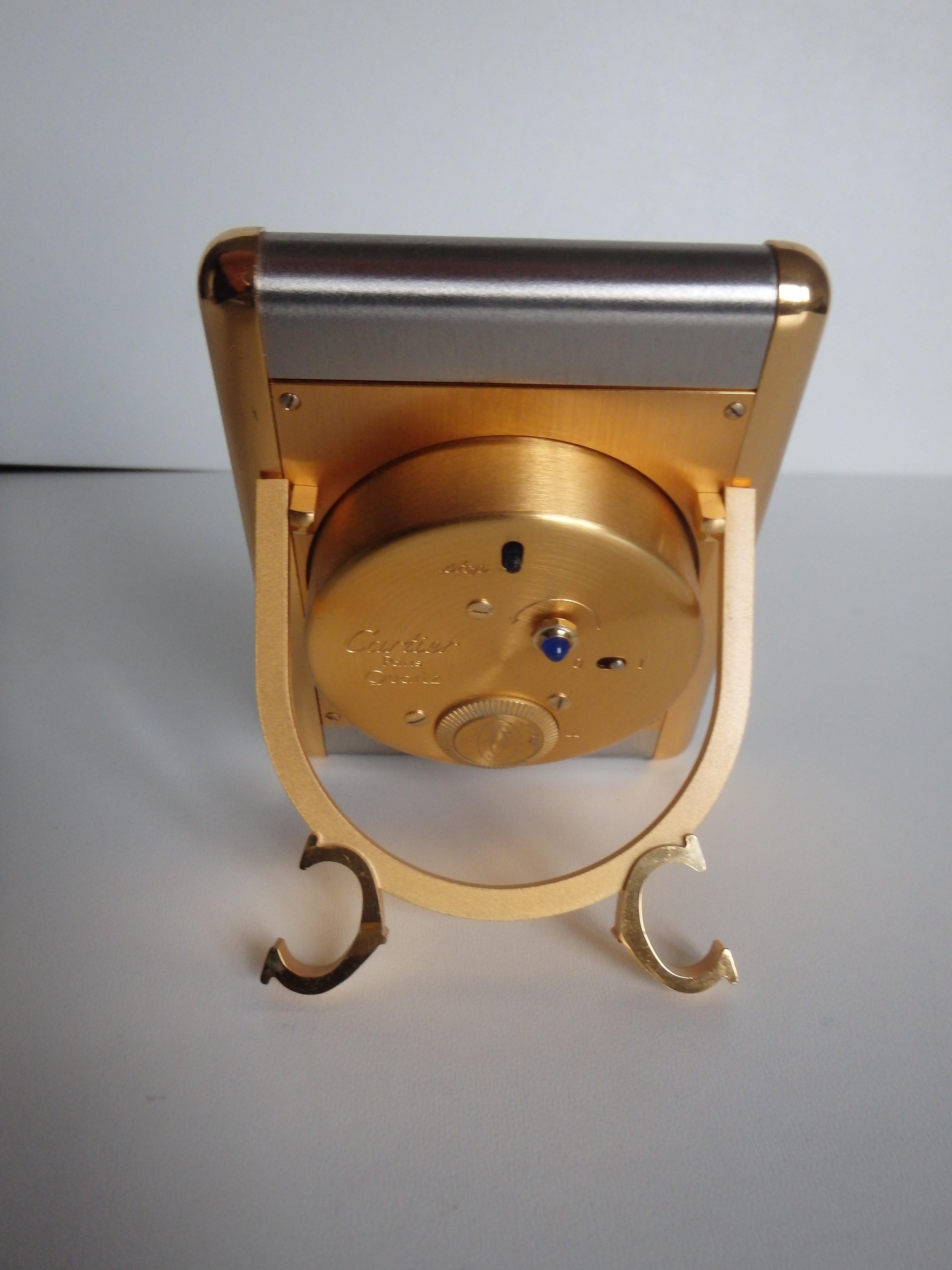 Brass 1980this CARTIER Tank table clock  For Sale