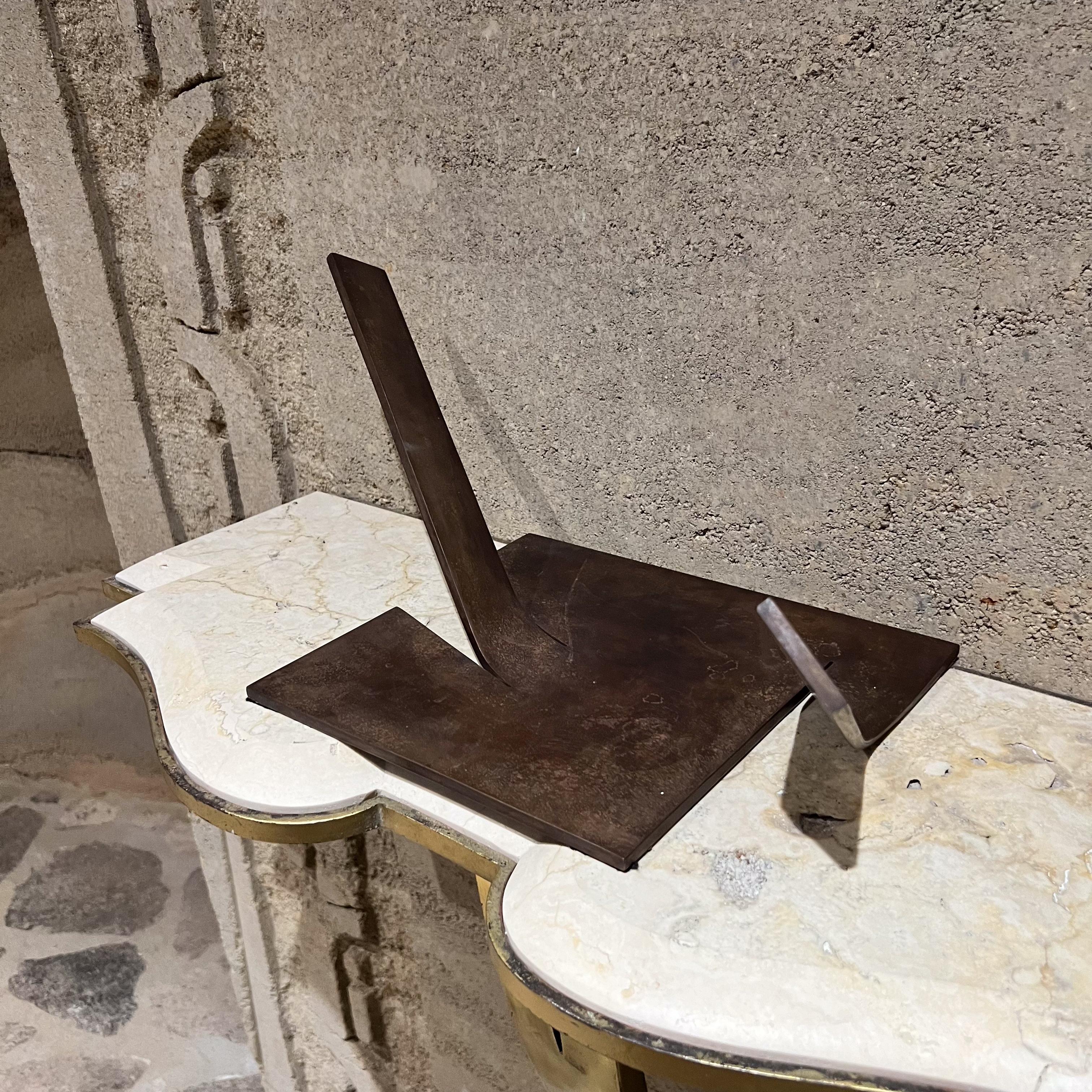 Modern 1981 BHW Patinated Bronze Abstract Table Sculpture For Sale