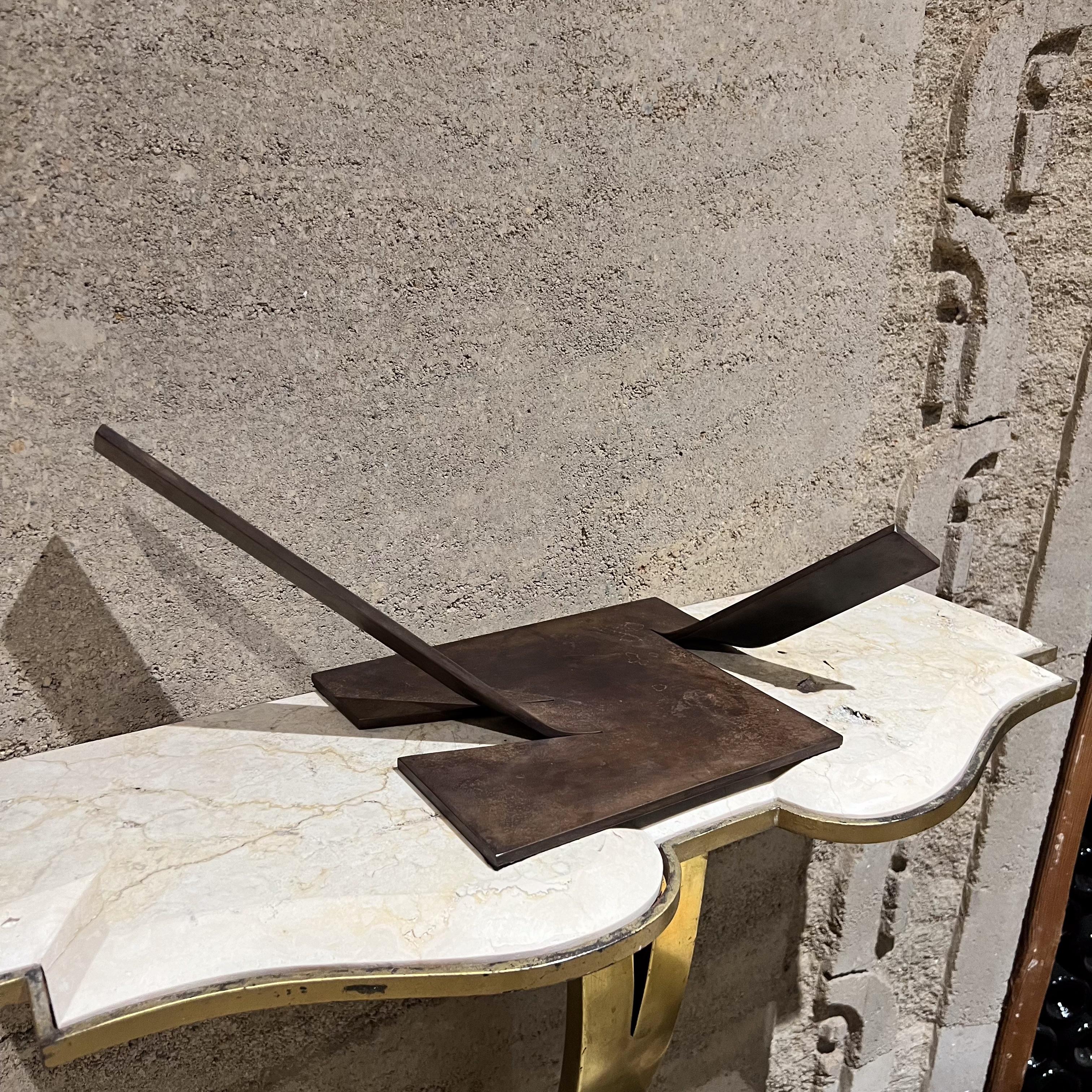 American 1981 BHW Patinated Bronze Abstract Table Sculpture For Sale