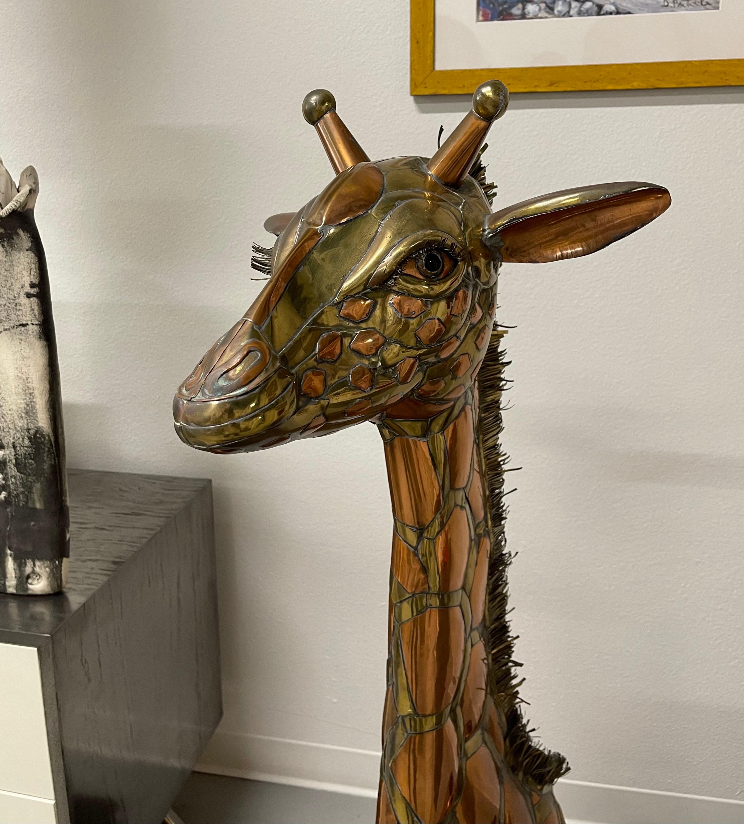 Late 20th Century 1981 Brass Copper Sergio Bustamante Life Size Giraffe