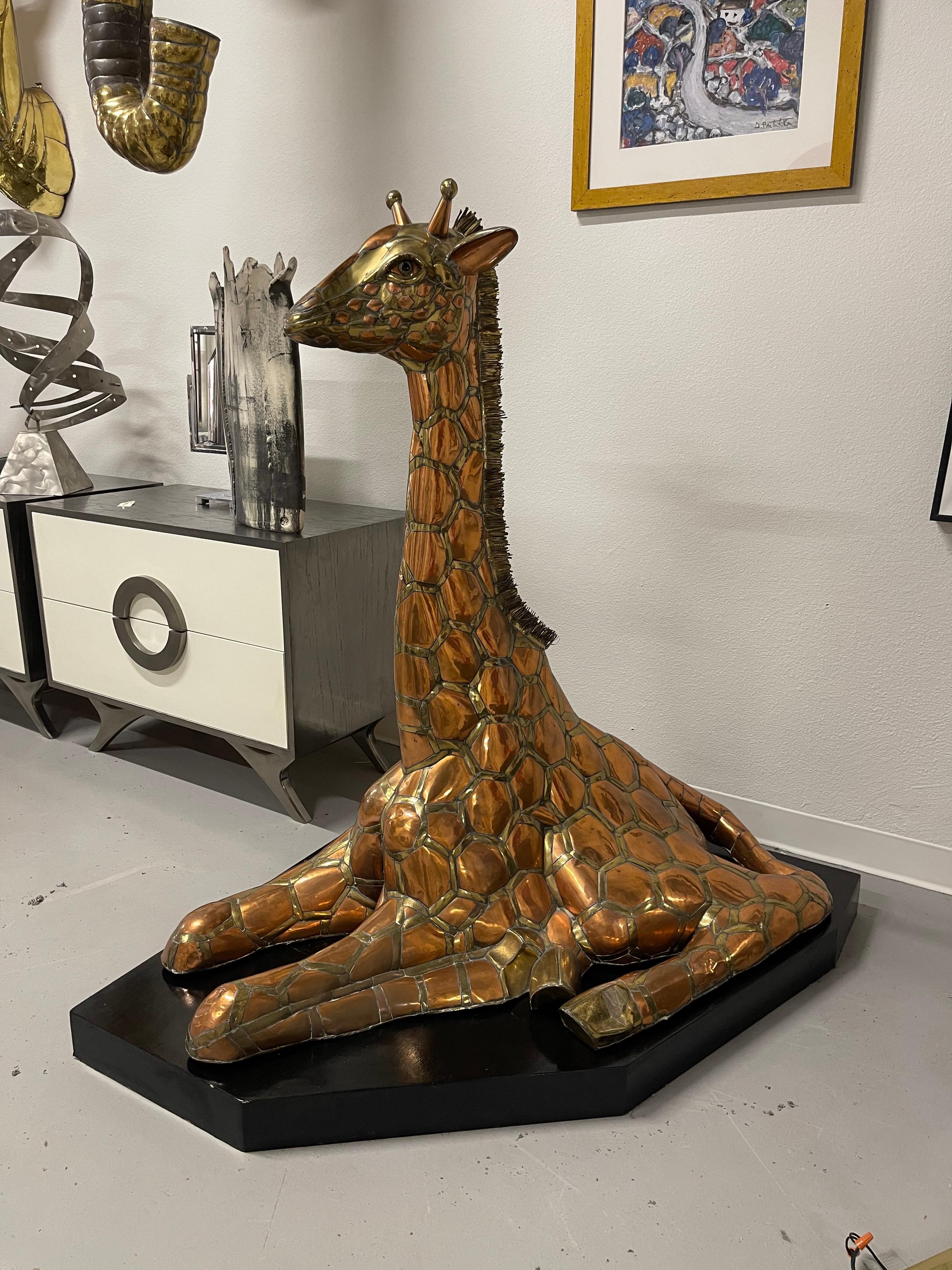 1981 Brass Copper Sergio Bustamante Life Size Giraffe 1
