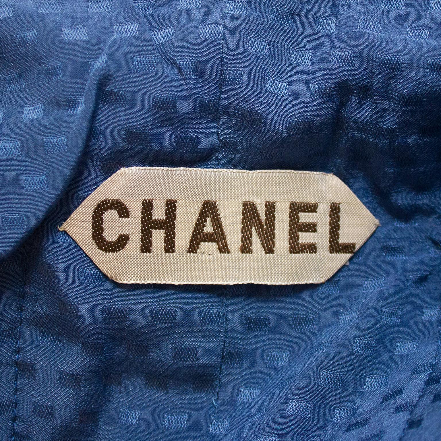 1981 Chanel Haute Couture Blue and Brown Tweed 5 Piece Skirt Suit 6