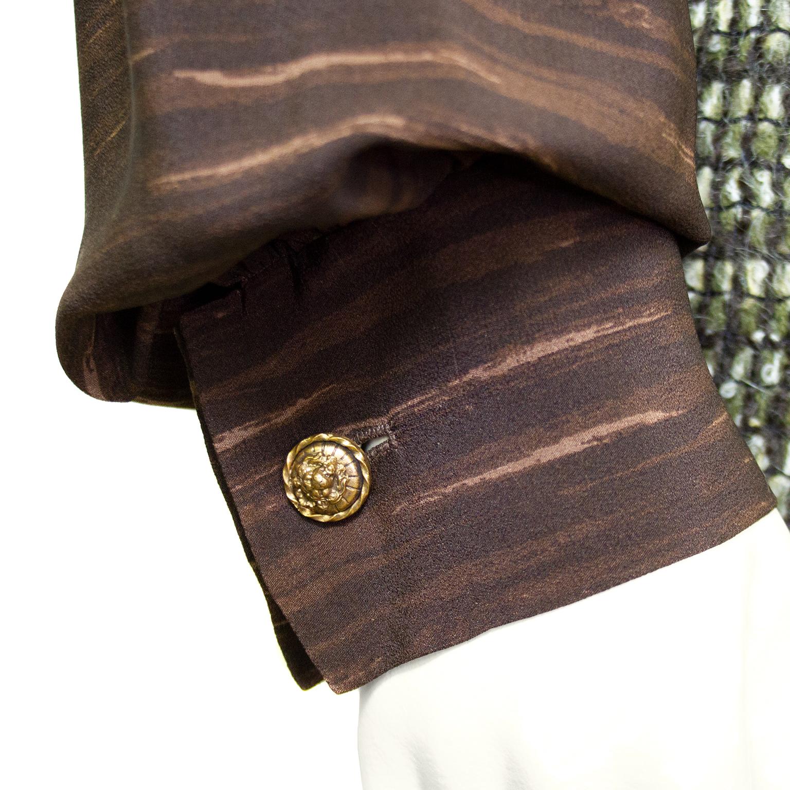 1981 Chanel Haute Couture Green and Brown Tweed 4 Piece Skirt Suit For Sale 7