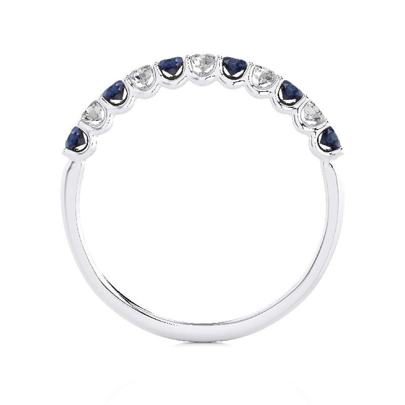 Modern 1981 Classic Collection Ring: 0.22ct Diamond & 0.36ct sapphire in 14K White Gold For Sale