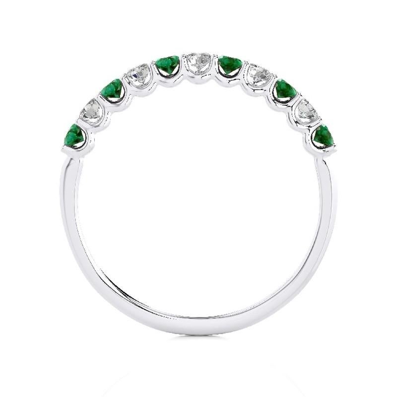 Modern 1981 Classic Collection Ring: 0.22ct Diamond and 0.3ct Emerald in 14K White Gold For Sale