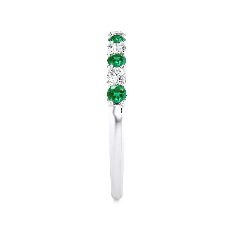 Round Cut 1981 Classic Collection Ring: 0.22ct Diamond and 0.3ct Emerald in 14K White Gold For Sale
