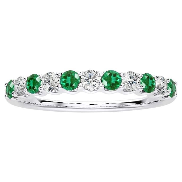1981 Classic Collection Ring: 0.22ct Diamond and 0.3ct Emerald in 14K White Gold
