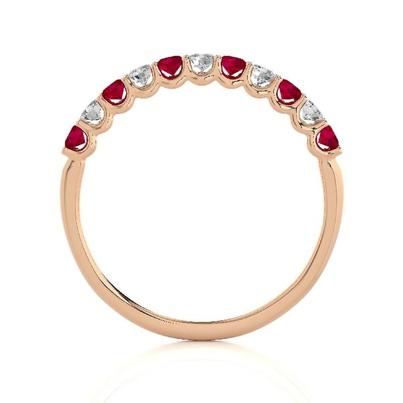 Modern 1981 Classic Collection Ring: 0.22ct Diamonds and 0.36ct Rubies in 14K Rose Gold For Sale