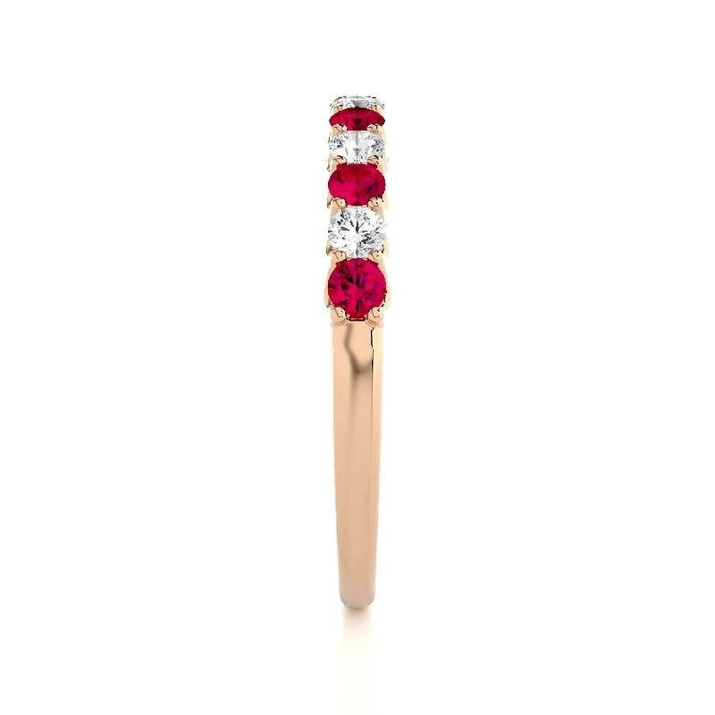 Round Cut 1981 Classic Collection Ring: 0.22ct Diamonds and 0.36ct Rubies in 14K Rose Gold For Sale