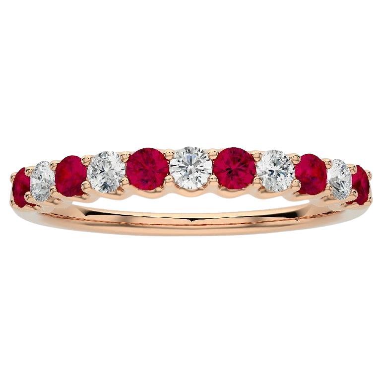 1981 Classic Collection Ring: 0.22ct Diamonds and 0.36ct Rubies in 14K Rose Gold For Sale