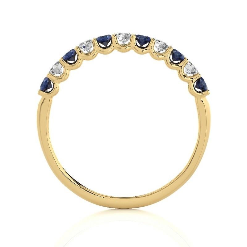 Modern 1981 Classic Collection Ring: 0.2ct Diamond & 0.36ct sapphire in 14K Yellow Gold For Sale